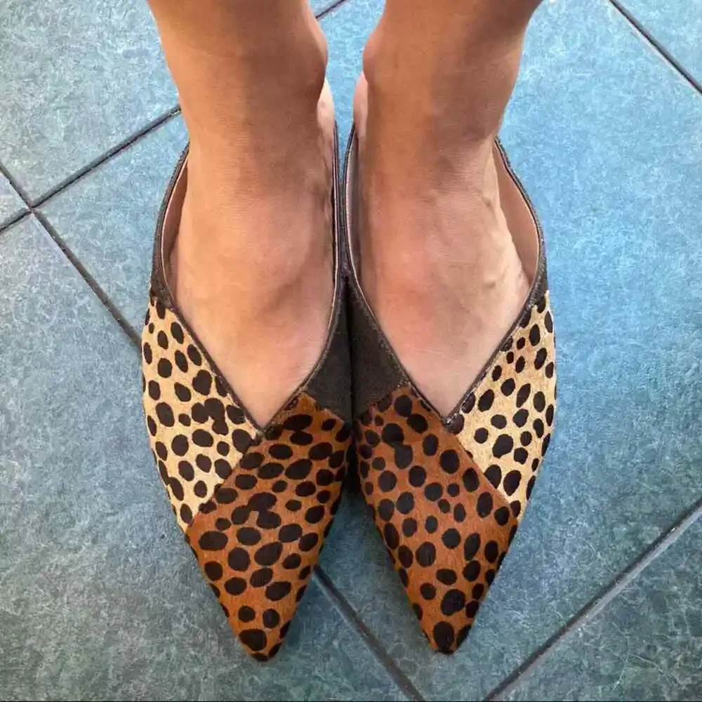 Ulla‎ Johnson flats mules size 6.5 slip on calf hair animal print mobwife pointy